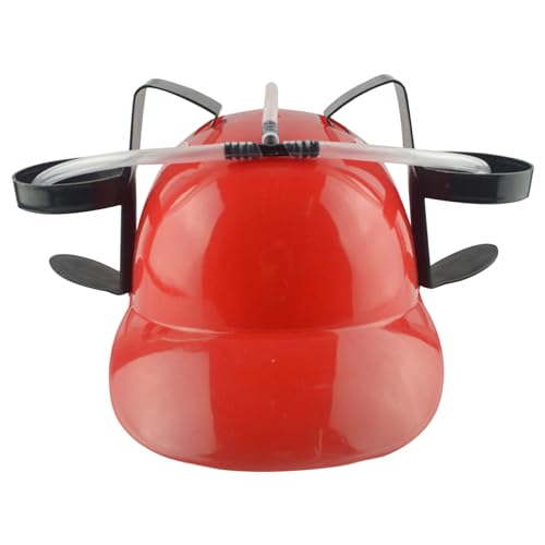 Wedhapy Bierhüte Bierhut Trinkhut Lustiger Trinkhut Plastik Trinkhelm mit Dosenhalter und Strohhalm Lustiger Hut für Bier Limonaden Party Fußballspiele Neuheit Rot