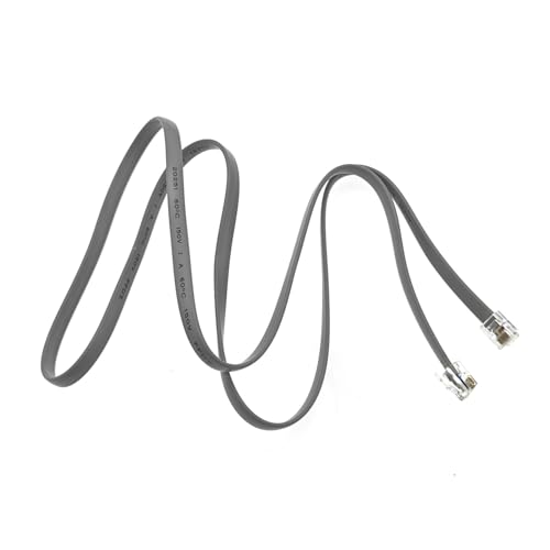 JZK 1 m Cable de extensión telefónico plano RJ12 a RJ12, 6P6C macho a macho, cable de datos para módem, enrutador, teléfono fijo, centralita, Gris