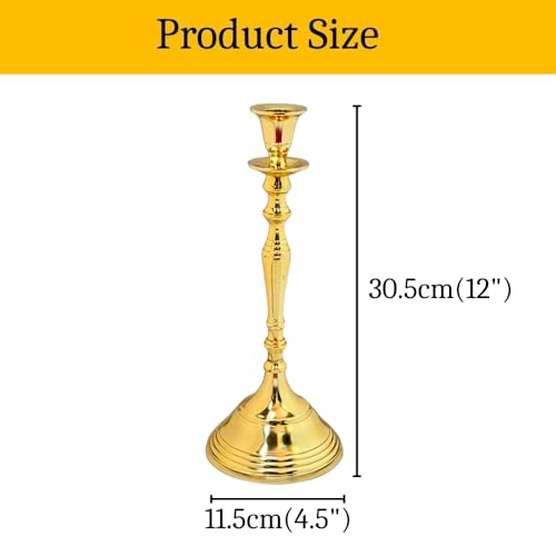 Image of Aluminum Royal Candlestick Holders for Home, Dining and Table Decor, Best Gift for Christmas Decor, Dining Table Decor (Gold, Small)