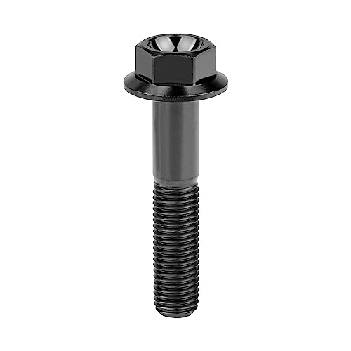 Image of Ti Screws M10 x 20 25 30 35 40 45 50 55 60 65 70 75 80 90 100mm 1.25 Pitch Titanium Flange Hex Bolt Pack of 4 (Black, M10x55mm)