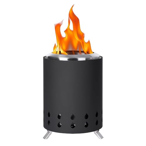 hzexun Hoguera de Exterior - Braseros Ø15 cm,Acero Inoxidable Brasero Exterior, Cuenco Fuego Redondo alimentada con pellets o leña para Acampar al Aire Libre, Fiestas y Patio