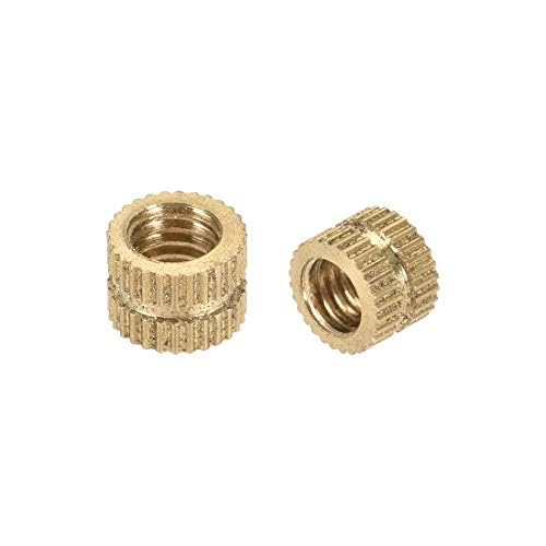 TOP-VIGOR 20Pcs Threaded Insert Knurled Nuts, M6 x 6mm x 8mm OD Brass Female Thread Knurled Nuts, Embedment Nut Insert for 3D Printer