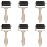 Abaodam 6 Stück Pack Gummiwalzen Druckfarbe Leichte Kunststoff Roller mit Griff Farbwalze für Glatte Oberflächen und Bastelarbeiten