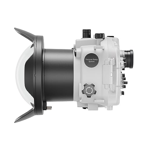 Image of Professional Waterproof Camera Housing Case Compatible with Sony A7iii A7riii, 40M /130FT Depth Underwater Protection (White, Dome Port)