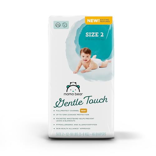 Image of Amazon Brand - Mama Bear Gentle Touch Diapers, Size 2, 46 Count