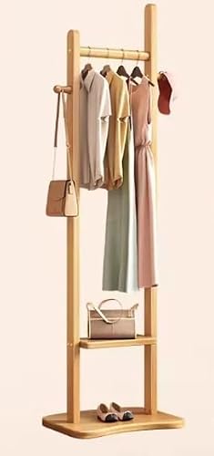 KIBONCY Solid Wood Freestanding Hall Tree, Multifunctional Coat & Shoe Storage Rack for Entryway Bedroom(B-58CM)