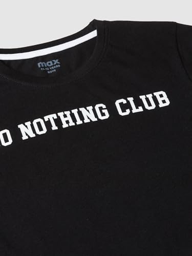 Image of Max Regular Fit Boys Typographic Printed Knit T-Shirt