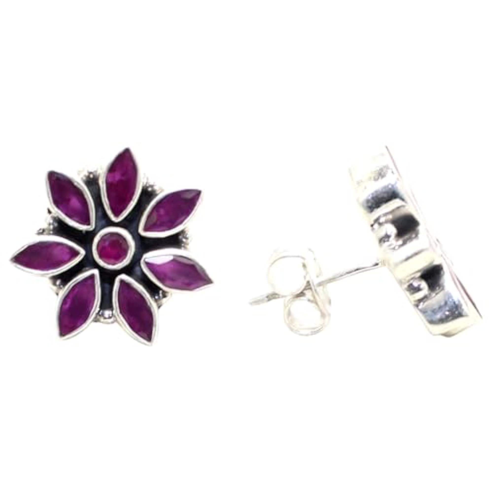 Women's 925 Sterling Silver Natural Red Onyx Gemstone Handmade Earrings, Gift