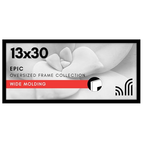 Americanflat 13x30 Picture Frame with Polished Plexiglass - Black Picture Frame - Wide Photo Frames Made of Engineered Wood for Vertical or Horizontal Wall Display - Epic Collection - Black