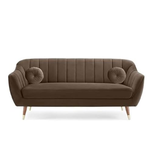 Image of 3 Seater Sofa Set with Two Cushions Perfect for Home Office Guests Living Room (Camel, 3 Seater)