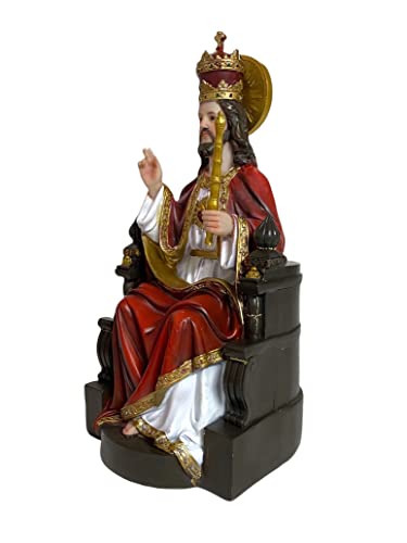 Estatua Cristo Rey en el Trono 12 pulgadas miniatura 3