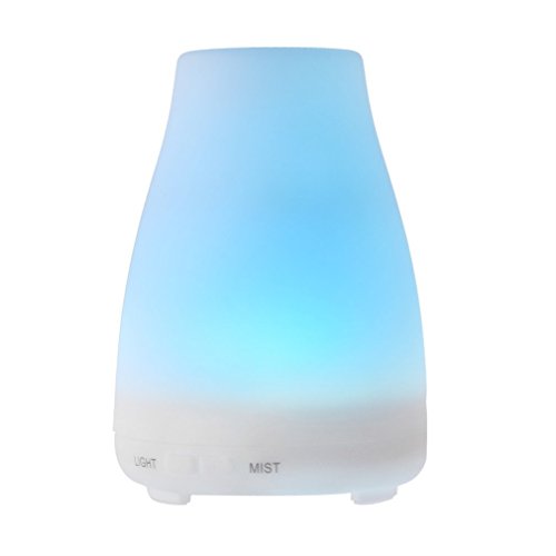 Aolestar 100ml Ultrasonic Aromatherapy Essential Oil Diffuser with 7 Color Changing LED Lamps and Mist Mode Adjustment