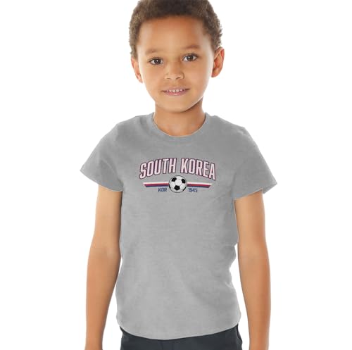 South Korea Futbol World Soccer Crest with Ball Kids Tee (2) Toddler, Grey