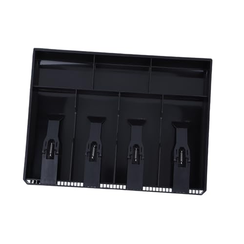 FILFEEL Cash Drawer Insert Tray, 4 Bill 3 Money Storage Box Replacement for Cash Register with Strong Spring and Arc Shaped Compartment (Black)