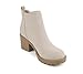 Soda ORIGAMI ~ WOMEN LUG SOLE MID HEEL FASHION ANKLE BOOTIE W/DOUBLE ELASTIC GORE (8.5, Nude Nubuck, numeric_8_point_5)