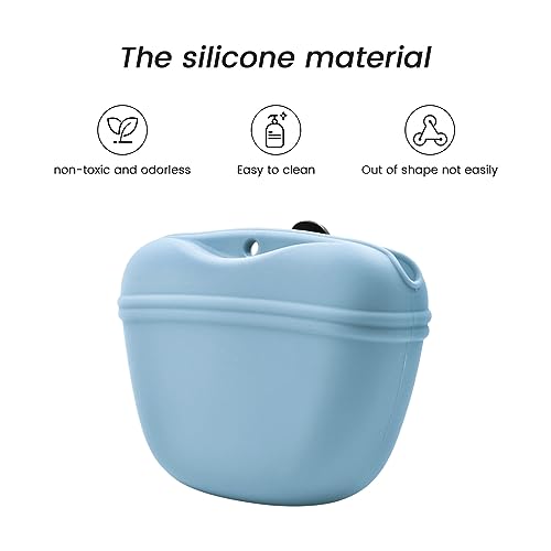 AUDWUD Silicone Dog Treat Pouch,With Dog Training Clicker,Clip on Portable Training Container,Convenient Magnetic Buckle Closing and Upgraded Waist Clip for Enhanced Stability - Thumbnail 2
