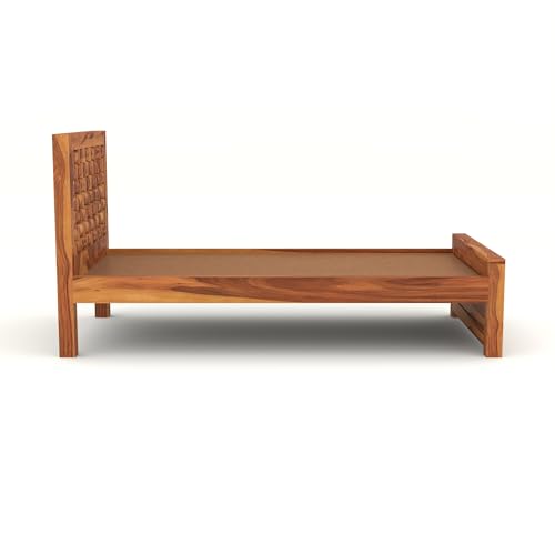 Image of Solid Sheesham Wooden Bed 6X4 Bed Single Bed Without Storage for Bedroom - Single Cot Wooden BedSingle Size for Living Room Guest Room - 12 Month Warranty (Henry Honey)