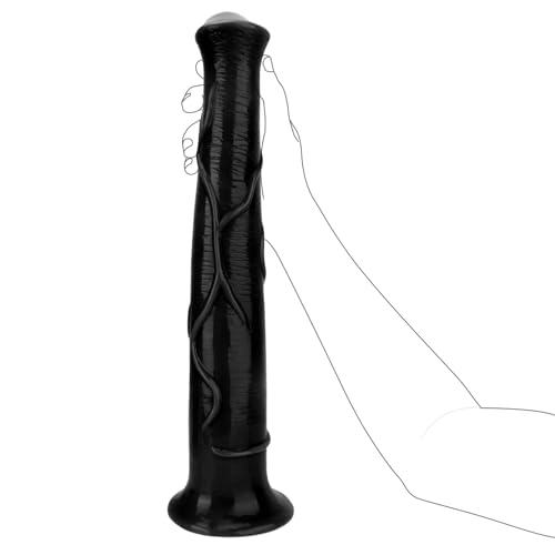 Super Large Realistic Horse Dildo, 15.75 in Long Dildo with Strong Suction Cup TPE Huge Dick Adult Sex Toy for Men Women Anal Vaginal Masturbation (Black)