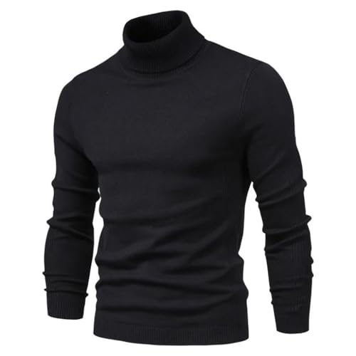 Men's Pullover Sweaters Long Sleeve High Collar Thick Casual Warm Knit Sweater2