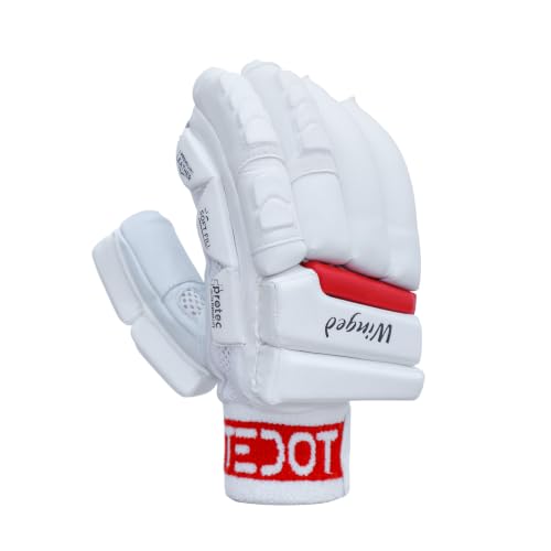 Image of Whitedot Winged Cricket Batting Gloves||Suitable for Youth|Medium Left Hand||White