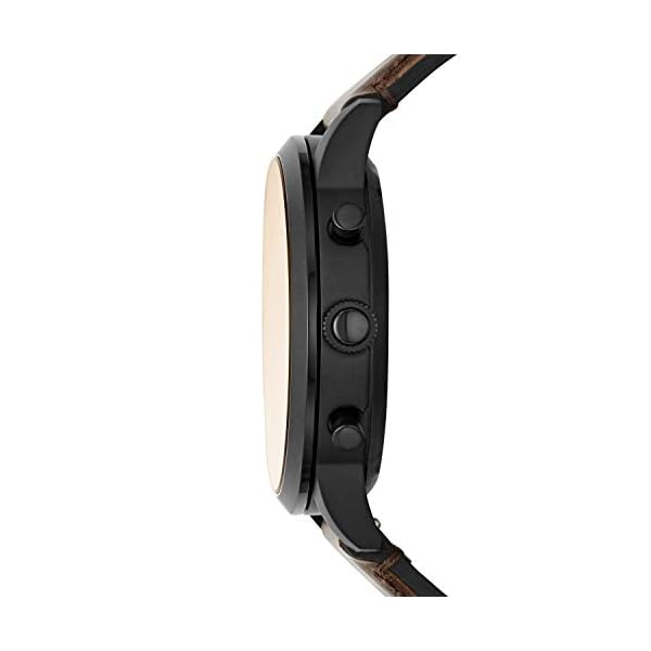 Fossil Men's 42mm Collider Stainless Steel and Leather Hybrid HR Smart Watch, Color: Black, Brown (Model: FTW7008)