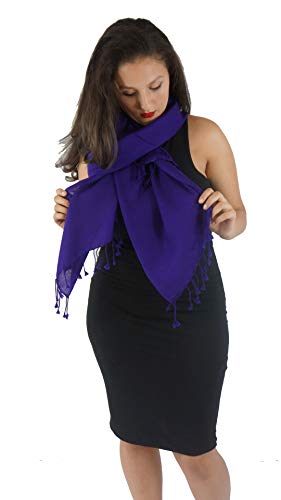Solid Pashmina Shawl, Scarf, Wrap & Stole (Large size) Purple