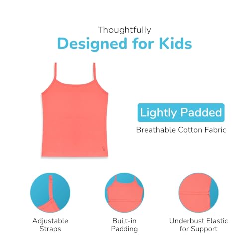 Image of YouGotPlanB Cotton Padded Camisole | Pack of 1 | Ages 8-16 Years | Built-in Light Padding | Full Coverage | Perfect for School