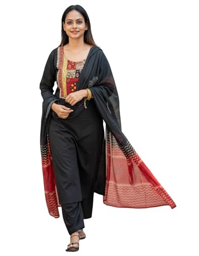 Image of ANNI Designer Women's Rayon Viscose Printed Straight Kurta with Pant & Dupatta