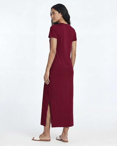 Image of Real Essentials 3 Pack Women's Casual Short Sleeve Maxi T-Shirt Dress with Slit (Available in Plus Size)