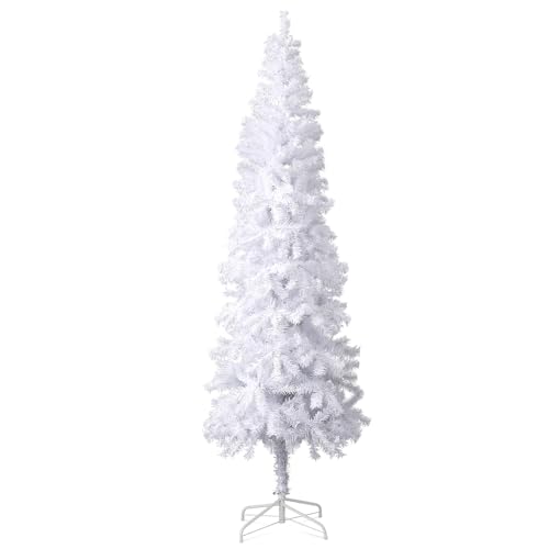 Magshion-White-Artificial-Pencil-Christmas-Tree-7ft-Unlit-Slim-Skinny-Xmas-Tree-with-Metal-Stand-Base-and-Hinged-PVC-Branch-Tips-for-Home-Office-Indoor-Outdoor-Decoration-Holiday-Party-Decor Magshion White Artificial Pencil Christmas Tree 7ft Unlit Slim Skinny Xmas Tree with Metal Stand Base and Hinged PVC Branch Tips for Home Office Indoor Outdoor Decoration Holiday Party Decor
