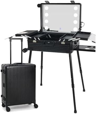 Maletín De Maquillaje Con Ruedas, Maletín De Maquillaje Iluminado De Aluminio Con Luces Led, Organizador De Maquillaje Profesional, Estuche De