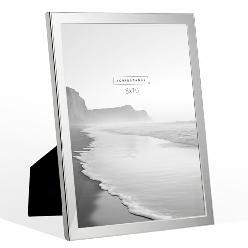 Torre & Tagus 8x10 Silver Mirror Finish Metal Picture Frame (Portrait/Landscape), With Felt Back For Tabletop Display, Made For Home or Office or Weddings (Olympic)