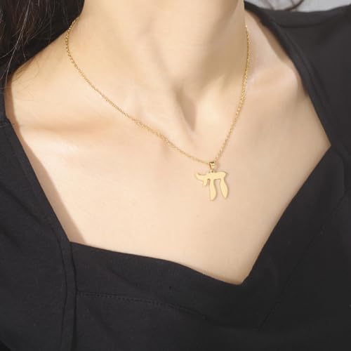 VASSAGO Jewish Star Necklace Stainless Steel Chai Pendant Am Yisrael Hebrew Amulet Jewelry Gift for Women Men3