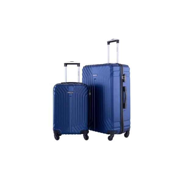 Parajohn Lightweight 2 Pieces ABS Hard Side Travel Luggage Trolley Bag Set 20/28 Inch-Navy