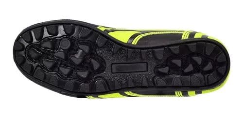 Chuteira Couro Society Preto Amarelo Limão Grama Sintetica Solado Emborrachado (40)