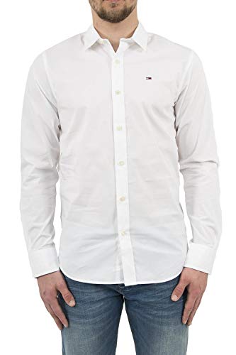 Tommy Jeans Tjm Original Stretch Shirt Dm0dm04405 Camisa, Blanco (Classic White), L Hombre