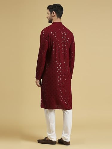 Image of Rajubhai Hargovindas Men Chikankari and Sequin Work Kurta