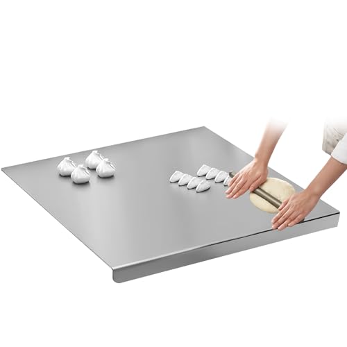 WANDGU Tagliere in acciaio inox da 40 x 30 cm: tagliere antiscivolo con bordo, piano di lavoro in acciaio inox, taglieri da cucina per cuocere, impastare, tagliare e come piano di lavoro da cucina