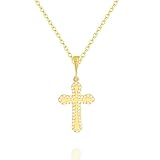 Sterling Silver Dainty Cross Pendant For Women Engraved Cross Necklace Cubic Zircoina Stone Cross Ch