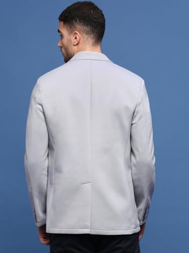 Image of SHOWOFFFF Men Solid Single Breasted Casual Blazer | Notched Lapel Full Sleeves Cotton Blazer for Mens | Slim Fit Regular Length Blazer for Men's