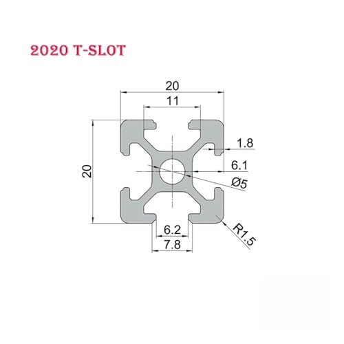 Profilé aluminium 2020 anodisé avec finition de haute précision