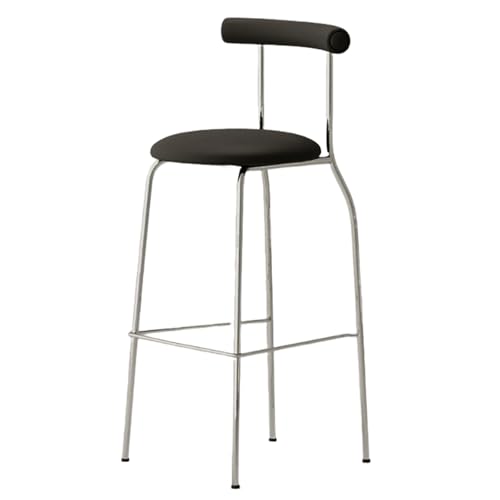 KaBuea Height Bar Stools, PU Leather Upholstered Seat Metal Legs Bar Chair with Backs for Kitchen Pub with Footrest Armless Dining(1pcs Orange,65 cm/25.59 in)