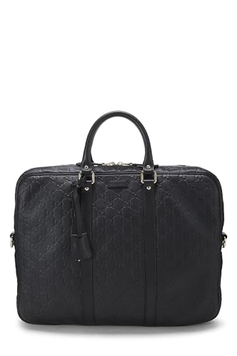 Pre-Loved Black Guccissima Briefcase, Black