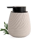 Autumnlife Seifenspender Beige aus Natürlichem Steingut, 400ml – Rostfreier Spülmittelspender...