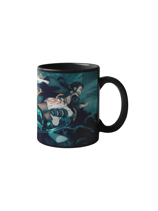 Manga Shop - Tanjiro Kamado & Nezuko Kamado Anime Demon SLA-yer Printed Ceramic | Hard Quality | Tea, Coffee, Milk & Penholder | Premium Print Black Mug/Cup