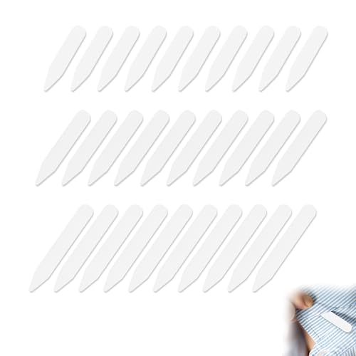 Lot de 30 raidisseurs de col en plastique blanc lisse pour col de chemise, 3 tailles, raidisseurs de col pour la maison, l'organisation de voyage, chemise pour homme