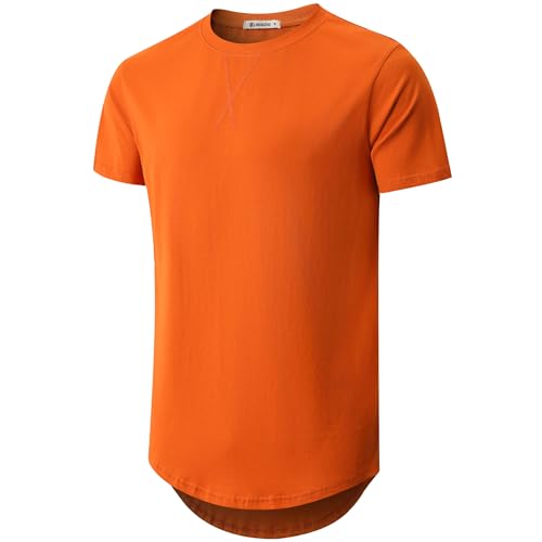 Image of KLIEGOU Men's 100% Cotton Longline T-Shirt, Pre-Shrunk Soft
