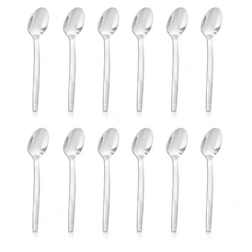 Image of Culinex Premium 7.9 inch Stainless Steel Dinner Spoon Set of 12 for Dining Table, Kitchen | Heavy, Rustproof Dishwasher Safe Silver Flatware by thinKitchen (Queen Series)