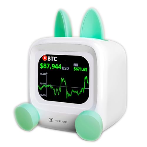 Vastarry Real Time Bitcoin Price Ticker Display, Live Crypto & Stock Market Ticker, Desktop Clock with Virtual Currency Tracking, Electronic Pet Clock, and Digital Album Display (Green)
