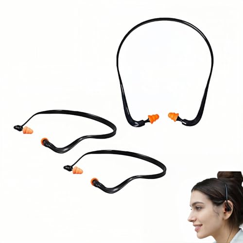 Yayaboqu Banded Ear Plugs for Shooting 29dB NRR Noise Reduction Reusable Silicone Earplugs for Sleep Work Concerts Construction Swimming Orange 3 Pack